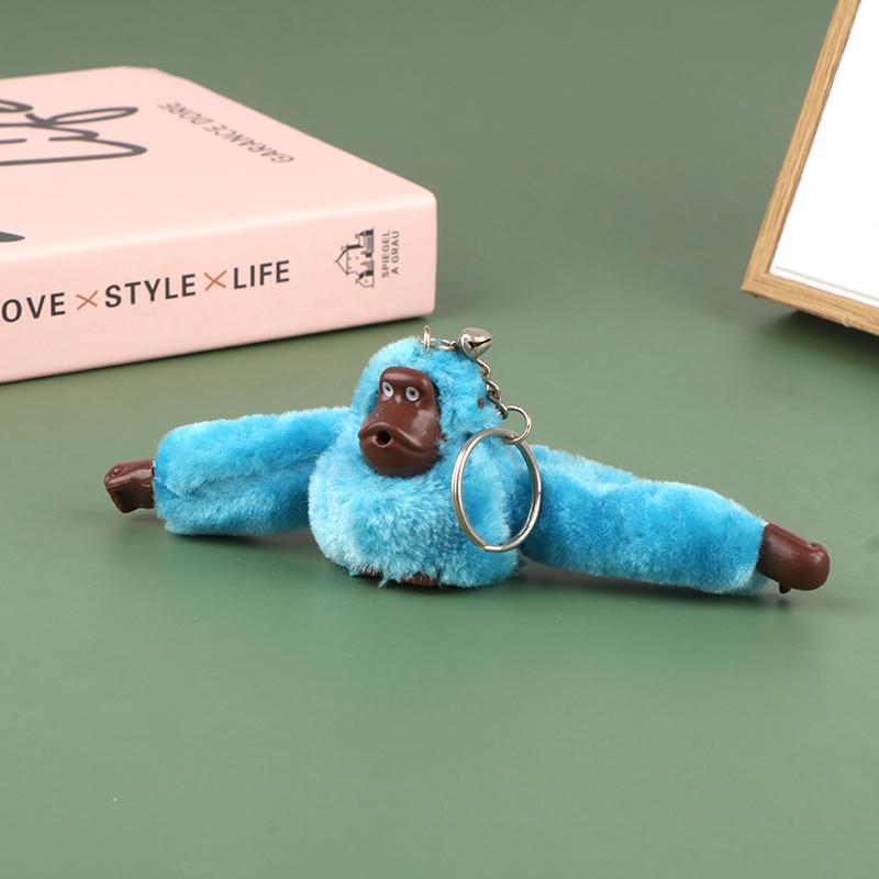 Cute Girl Plush Fur Monkey Key Chain Orangutan Keychain On Pant Women Bag Car Trinket Female Toy