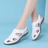Women's Sandals Hollow Shoes Leather Peas Shoes Casual Mother Shoes Women's Single Shoes Nurse White Shoes