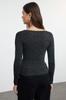 Women's Elegance Style Sweater Black Glitter Yarn Knitwear Sweater
