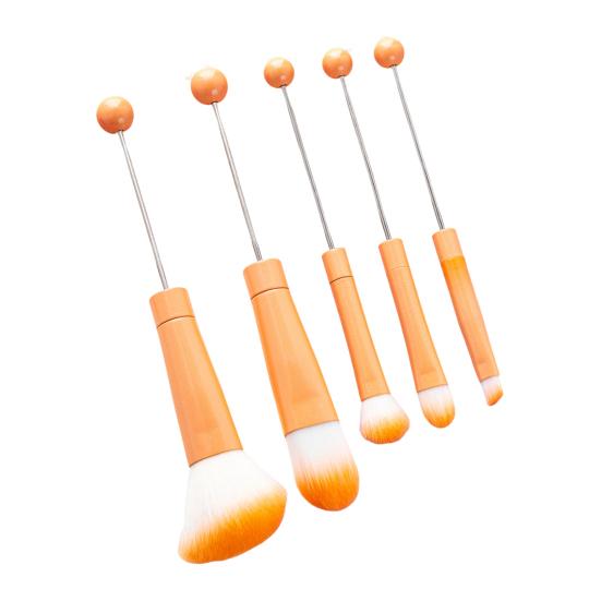 5Pcs/Set DIY Beadable Makeup Brush 5 Sizes Synthetic Kabuki Foundation Loose Powder Eyeshadow Concealer Brow Blush Blending Cosmetic Brush