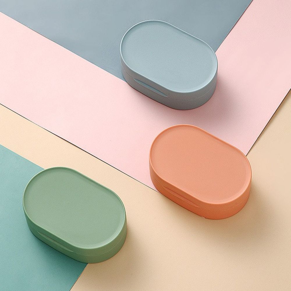 Round Soap Dishes Tray Creative Bathroom Shower Gadgets with Lid Soap Container Household