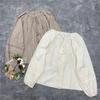 Spring Summer Hollow Out Casual Women Tops Vintage Mori Loose O-neck Tassel Simple Solid Color Female Blouses