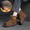 Winter Plush Warm Short Boots Retro Comfortable Genuine Leather Solid Color Versatile Women's Shoes