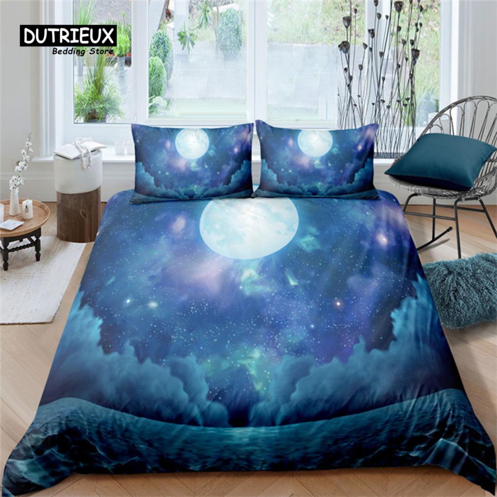 Landscape Starry Sky Duvet Cover Microfiber 3D Print Galaxy King Queen Bedding Set For Kids Teen Boys Girls Gift Bedroom Decor