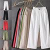 Summer Elastic Waist Women's Pants Casual Solid Cotton Linen Ankle Length Pants Female   Loose Trousers