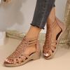 Fashion Brand Design Crystal Roman Sandals Women Peep Top Wedge Sandalias Mujer 2024 Summer Hollow Out Gladiator Shoes Woman Plus Size