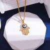 Creative Zircon Blue Eye Necklace Men's and Women's Popular Devil's Eye Palm Modeling Niche Jewelry