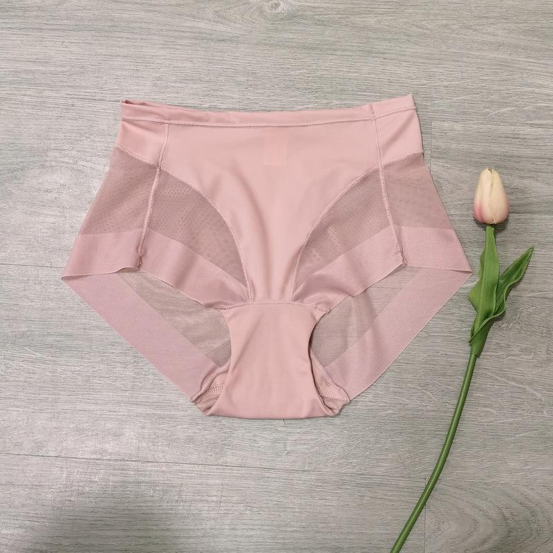 Medium Waist Women's Triangle Transparent Mesh Triangle Comfortable Abdominal Compression Ice Silk Women's Underwear Large Size Panties