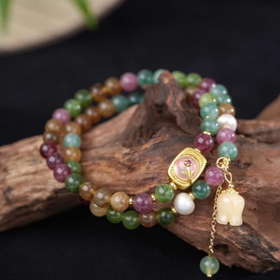 Women Bracelet Colorful Smooth Vintage Aexquisite Elastic Luxury Lightweight Bracelet Release Stress Enhance Well-being Lady Lightweight Bracelet