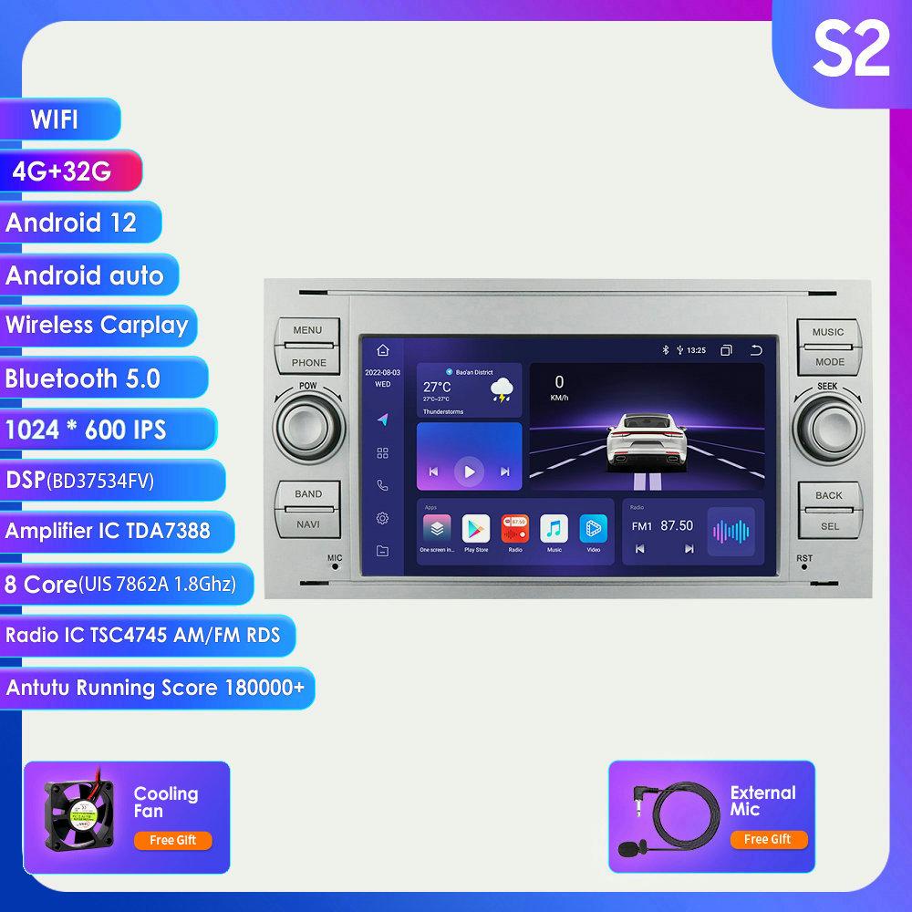 Car Radio Hizpo 2din 7''Android AutoRadio GPS for Ford Mondeo S-max Focus C-MAX Galaxy Fiesta Transit Fusion Connect Kuga Multimedia Navi Carplay Auto