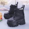 Ankle Boots for Women New Winter Motorcycle Boots 12CM Wedge Heels High Platform Leather Shoes Woman Autumn Thick Sole Boot