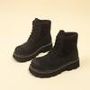 Autumn Winter Thick Sole Lace-Up Riding Boots Women's Suede Patchwork Ankle Boots Platform British Style Casual Platform Shoes