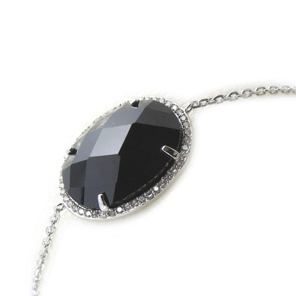 Les Trésors De Lily [L9507] - Silver Bracelet 'Sissi' Black White