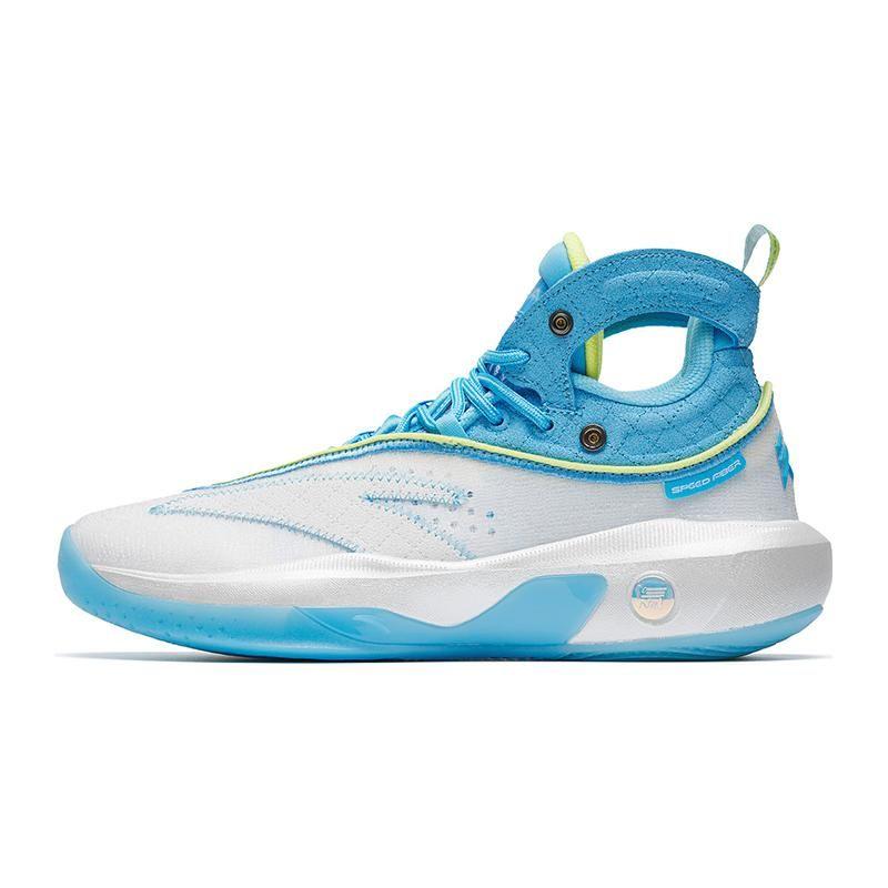 Anta Kids Thompson 8 Comfortable Versatile High-Top Basketball Shoes Kids Sneaker Blue White Yellow 312241130-2