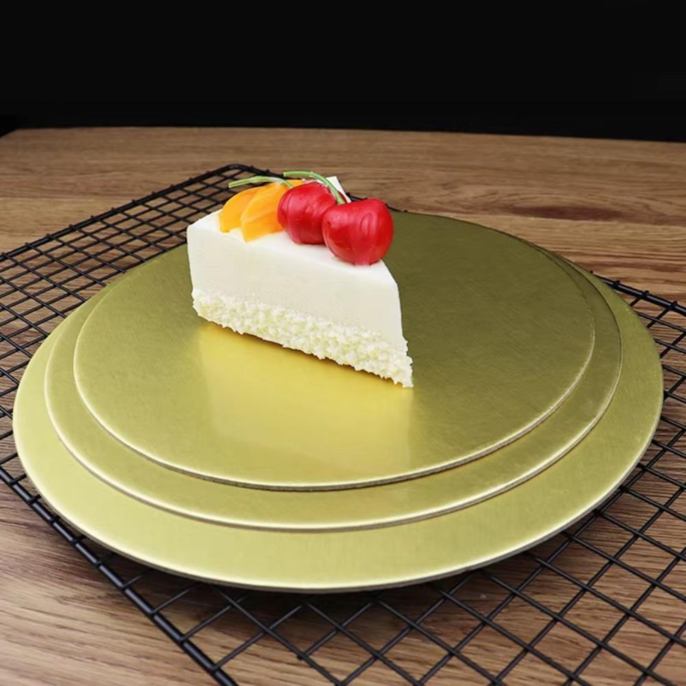 10pcs Golden Cake Cardboard Cardboard Cupcake Base Durable Round Cake Board Baking Cakes