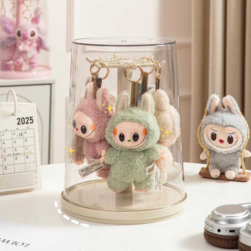 Rotating Labubu Plush Doll Display Box & Charm Stand