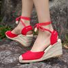 Fashion Ankle Lace Up Wedges Sandals Women Summer Closed Toe Espadrille Platform Sandles Woman High Heels Gladiator Sandalias Mujer 43