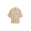Solid Color Single-Breasted Cotton Loose Short Sleeve Shirt Men Tops Khaki 40LM114-CF1