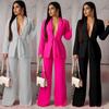 Two Piece Sets Women Blazer Suits Long Sleeve Coat Jackets Tops And Long Pants Flared Trousers Elegant Casual Clothes