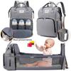 New Travel Bassinet Foldable Baby Bed with Insulated Pocket, 3 In 1 Diaper Bag Backpack with Changing Station, Baby Bag Portable Crib