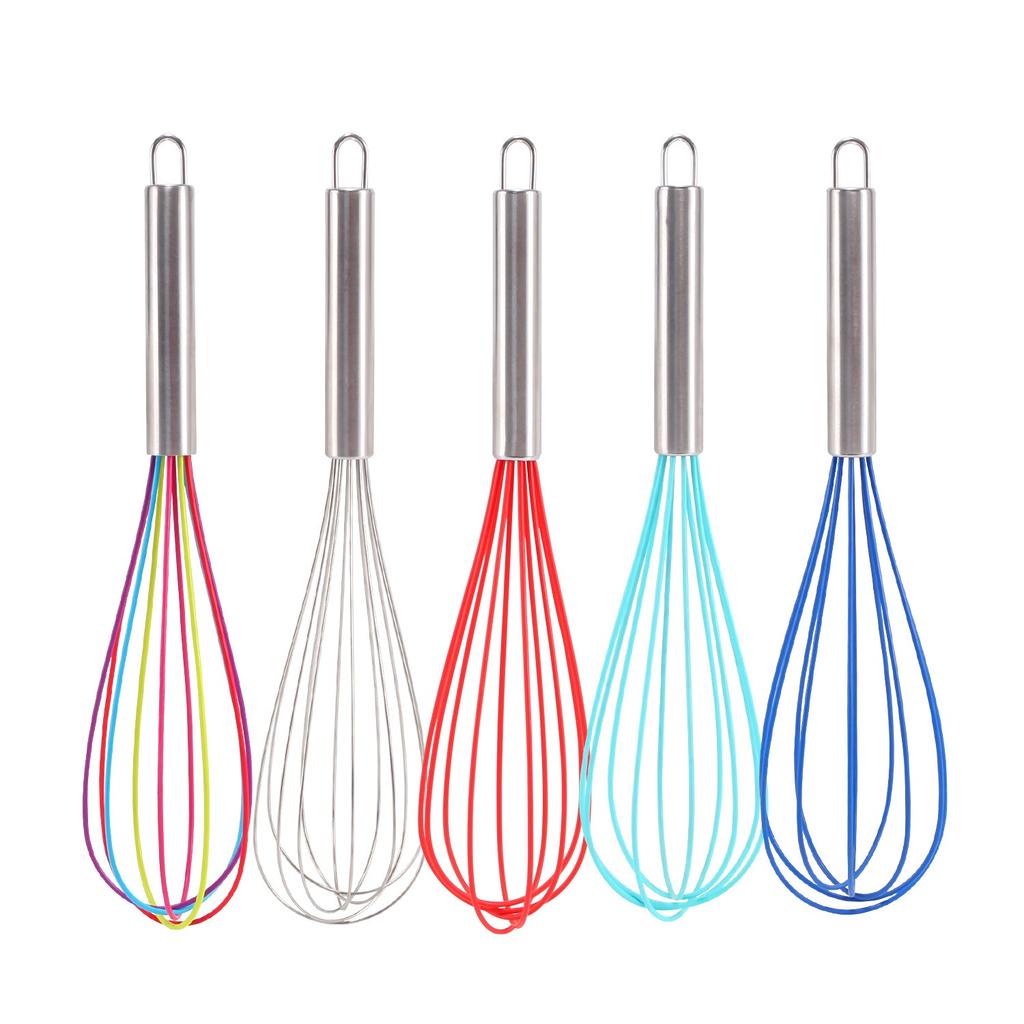 1PC Manual Egg Beater High Quality Stainless Steel Silicone Balloon Whisk Cream Mixer Milk Shake Mixing Stiring Tools 8/10/12 Inch