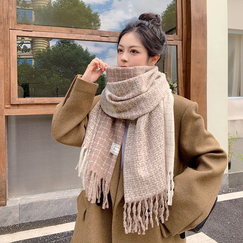 2023 Autumn and Winter All-match Couple Long Warm Double-sided Thickened Korean Version of The British Plaid Scarf