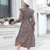 Temperament and Elegance Outer Wear Fashion Women's Spring High Neck Long Sleeve Printed Long Dresses for Women
