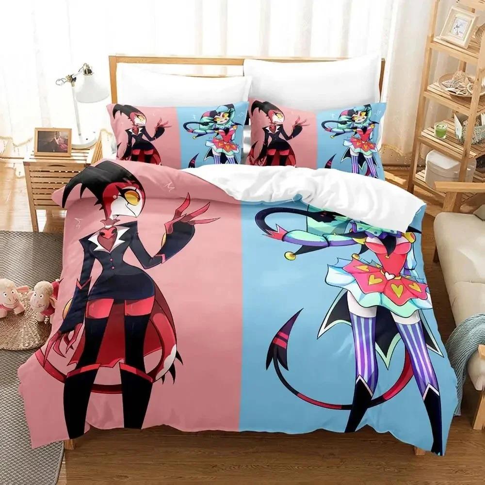 Anime Helluva Blitzo Boss Bedding Set Duvet Cover Bed Set Quilt Cover Pillowcase Comforter King Queen Size Boys Adult