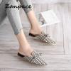New Flat Women's Slippers 2025 Summer Sandals Striped Slides Butterfly Indoor Women Flip Flops Plus Size 40 Shoes Women