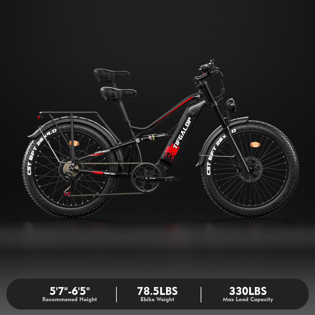 Tifgalop ES7 Electric Bike 26Inch 750W 52V19AH Full Suspension Mountain Bike