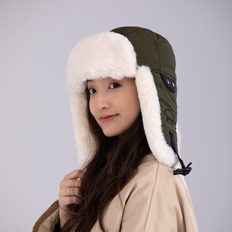 Winter New Thick Plush Hat, Warm and Windproof Hat, Outdoor Cold Resistant Cotton Lei Feng Hat