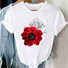 (Азиатский размер) Повседневная футболка с милым цветочным принтом, короткий рукав, модная женская одежда, принтованные женские футболки с графическим принтом