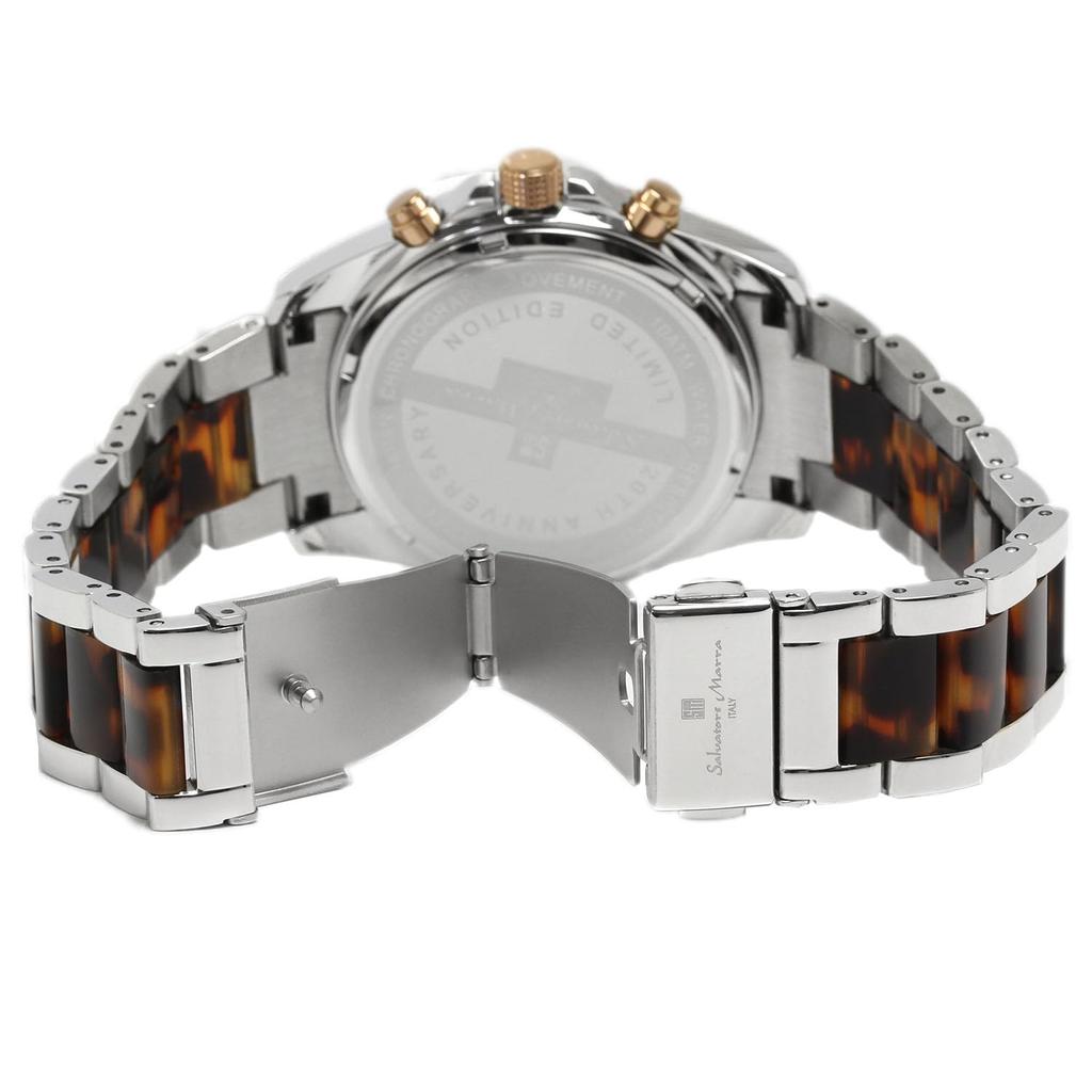 Salvatore Marra Chronograph Watch with Acetate and 20th Anniversary Limited Brand Brown Rose Men's Two-Tone Strap, Edition, Ranking, Gift,