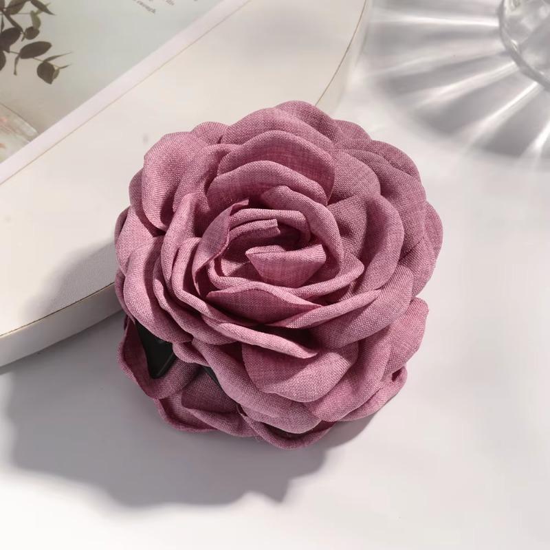 16 Colors Sweat Medium Size Cotton Fabric Rose Flower Hair Claw Clips for Women Korean Ctach Shark Clamp Hair Accessories