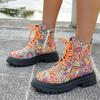 2025 Autumn/Winter European & American Floral Ankle Boots - Plus Size Women's Fashion Boots