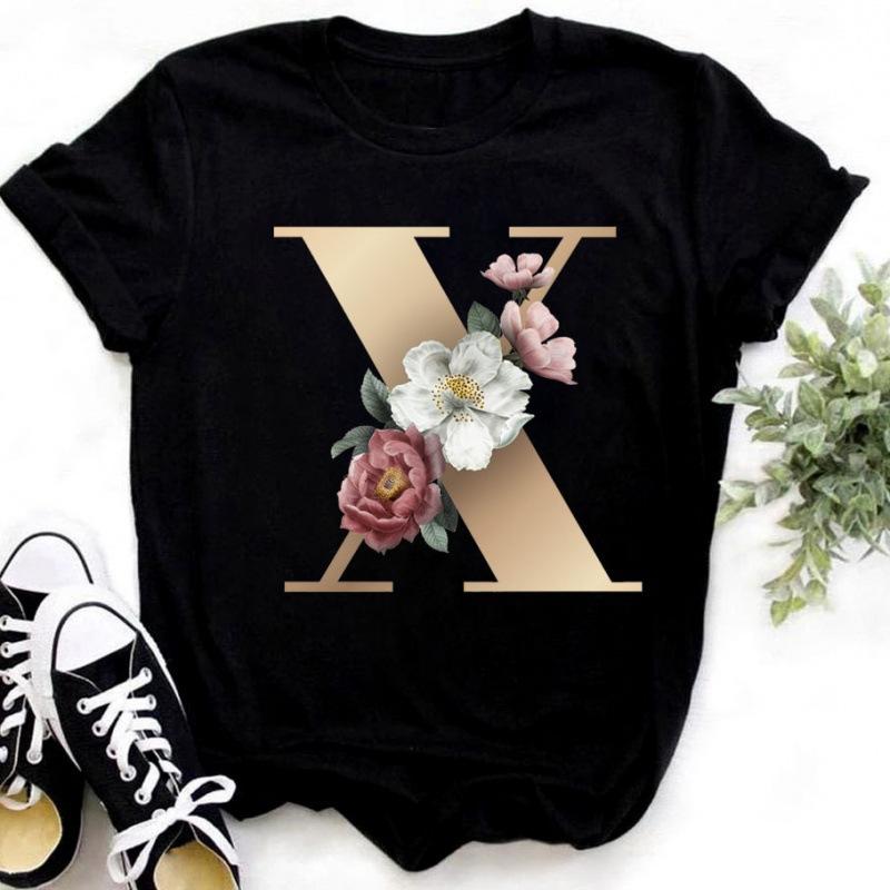 Summer Women's Fashionable Simple Floral Letter Printed Pure Cotton Short Sleeved Women's T-Shirts Women’s