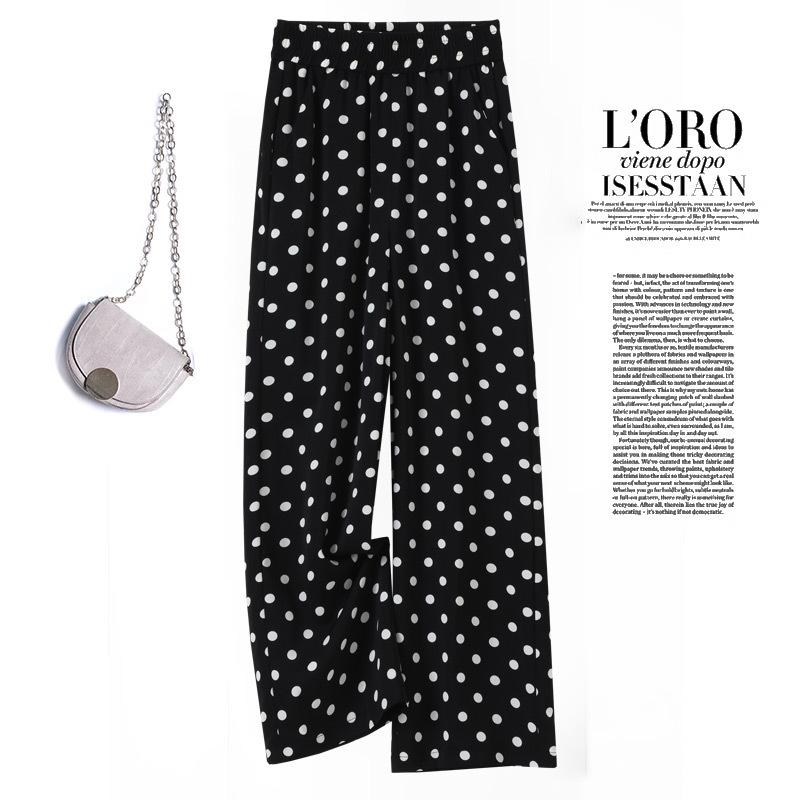 Women's Summer Polka Dot Wide-Leg Pants - High-Waisted, Lightweight, Versatile, Casual Fashion.