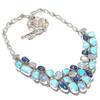 Natural Larimar, Kyanite Gemstone 925 Solid Sterling Silver Necklace 18" i3H62
