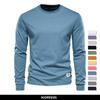 AIOPESON Solid Color Cotton T Shirt Men Casual O-neck Long Sleeved Mens Tshirts New Autumn High Quality Colorful T-shirt For Men