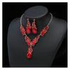 Women Necklace Earrings Set Luxury Symmetric Retro Rhinestone Hollow Out Anti-allergy Hanging