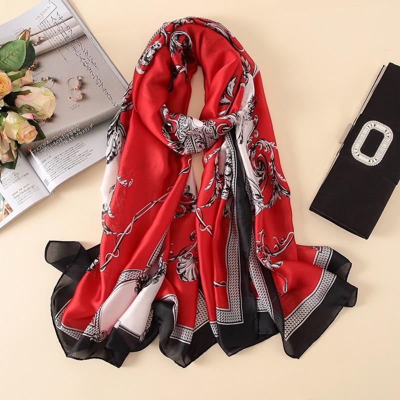 Spring Scarf Women's Luxury Design Polyester Material Smooth Scarf Soft Shawl Beach