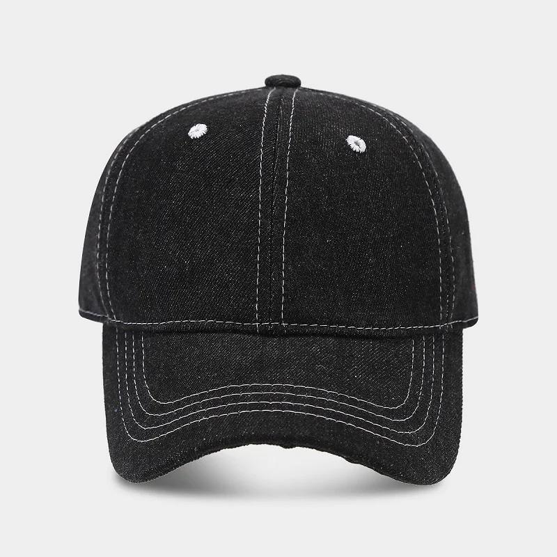 Solid Color Denim Baseball Cap for Women Korean Casual Duckbill Cap for Men Summer Sun Protection Cap