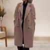 Women's Woolen Coat Autumn Winter Double-breasted Lapel Overcoat Loose-fit Solid Color Warm