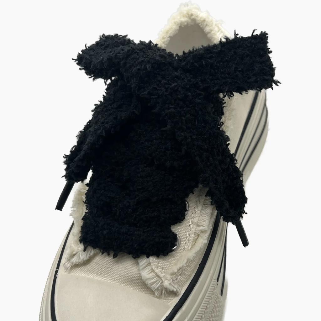 Women Casual Canvas White Flat Shoes Laces Strings Accessories 2.2cm Width 1 Pair Cute Plush Sneakers Shoelaces Men