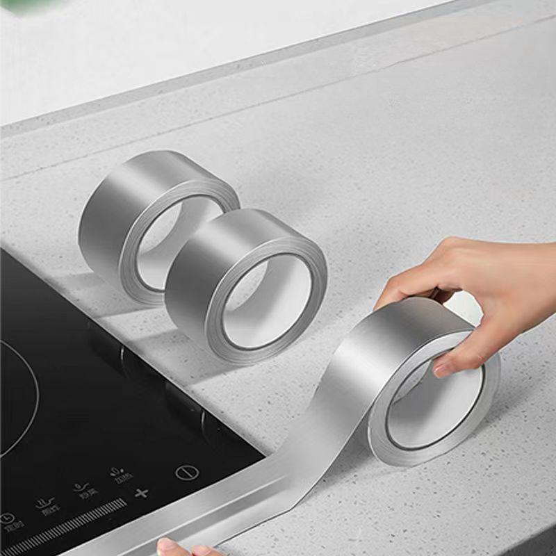 High-temperature Aluminium Foil Sticker for Kitchen Stove Tops Waterproof Sticker for Grease Resistant Sinks Self-adhesive Seam Stickers