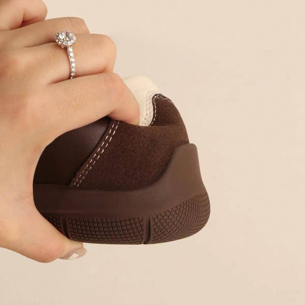 Sheepskin Version~ Grape Mother Lace-up Color Matching Round Head Versatile Comfortable Sports and Leisure Inner Height Increase Leather Training