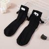 1 Pair Club Celebrity Couple Socks, Ins Fashion, Funny, Creative, Magnetic Attraction Hands, Black White, Cartoon Eyes, Couples Socks