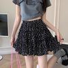 Black Chiffon Slimming Petite Puffy Mini Skirt - Floral Vintage High Waist Spring/Summer 2025