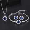 Jewelry Three-piece Blue Zircon Stud Earrings Mozambican Sapphire Bracelet Royal Sapphire Necklace