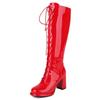 Women's Knee High Boots Lace-up Block Heels Party Winter Shoes Ladies Footwear Large Size 44 Black White Red Long Party Boot